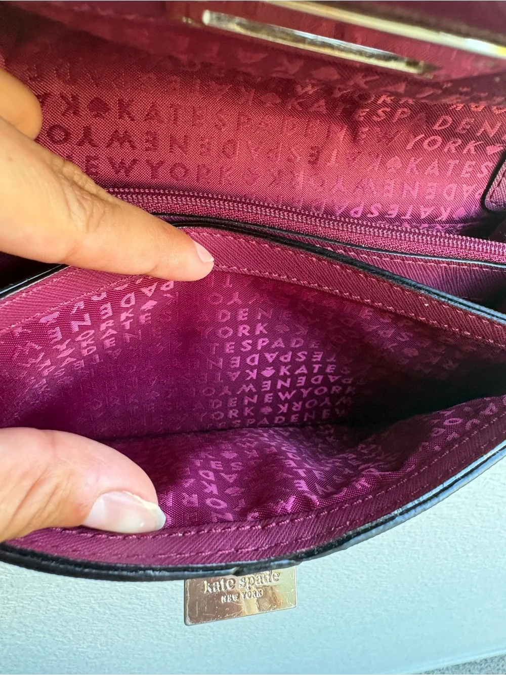 Kate Spade | Magenta/ Burgundy Saffiano Leather Clutch | Crossbody